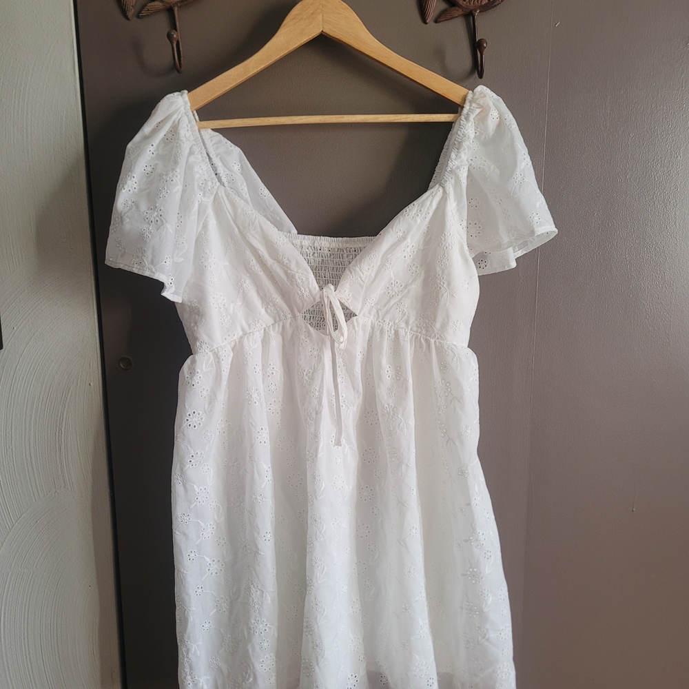 White Eyelet Off-Shoulder Dress